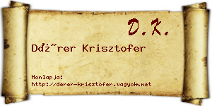 Dérer Krisztofer névjegykártya